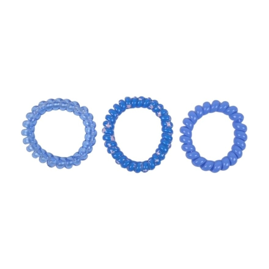 MIINE Spiral Hair Ties in Blue Set 3s image