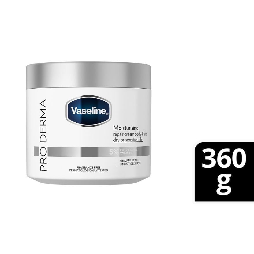 VASELINE Pro Derma Moisturising Repair Cream Fragrance Free 360g image