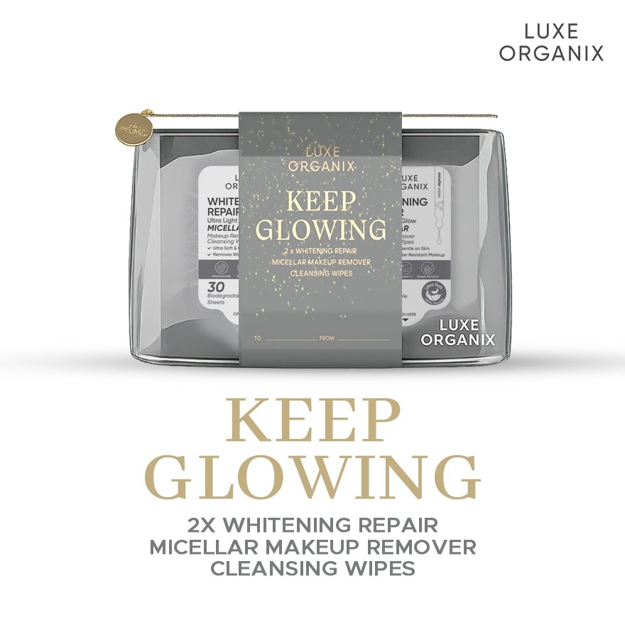 LUXE ORGANIX Keep Glowing Whitening Repair Makeup Wipes Gift Set 150g image