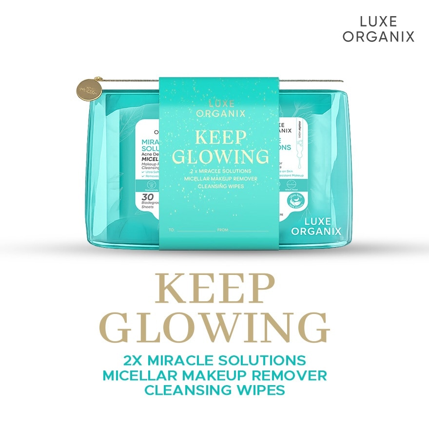 LUXE ORGANIX Keep Glowing Miracle Solutions Makeup Wipes Gift Set 150g image