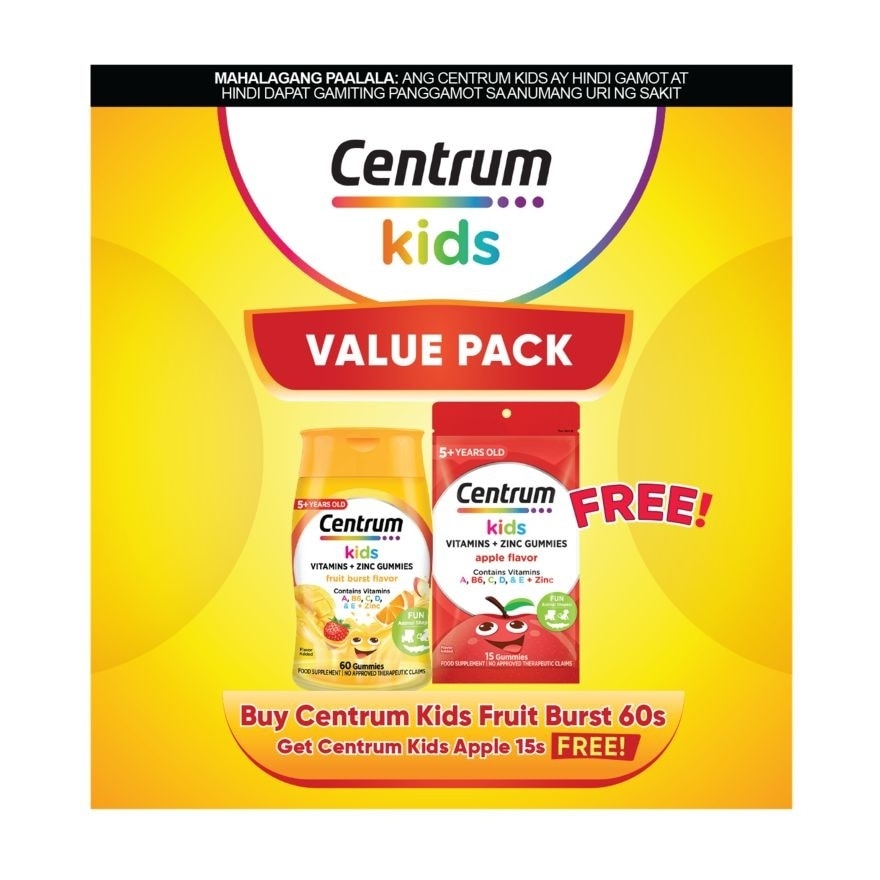 CENTRUM Kids Fruit Burst 60s Get Free Centrum Kids Apple 15s image