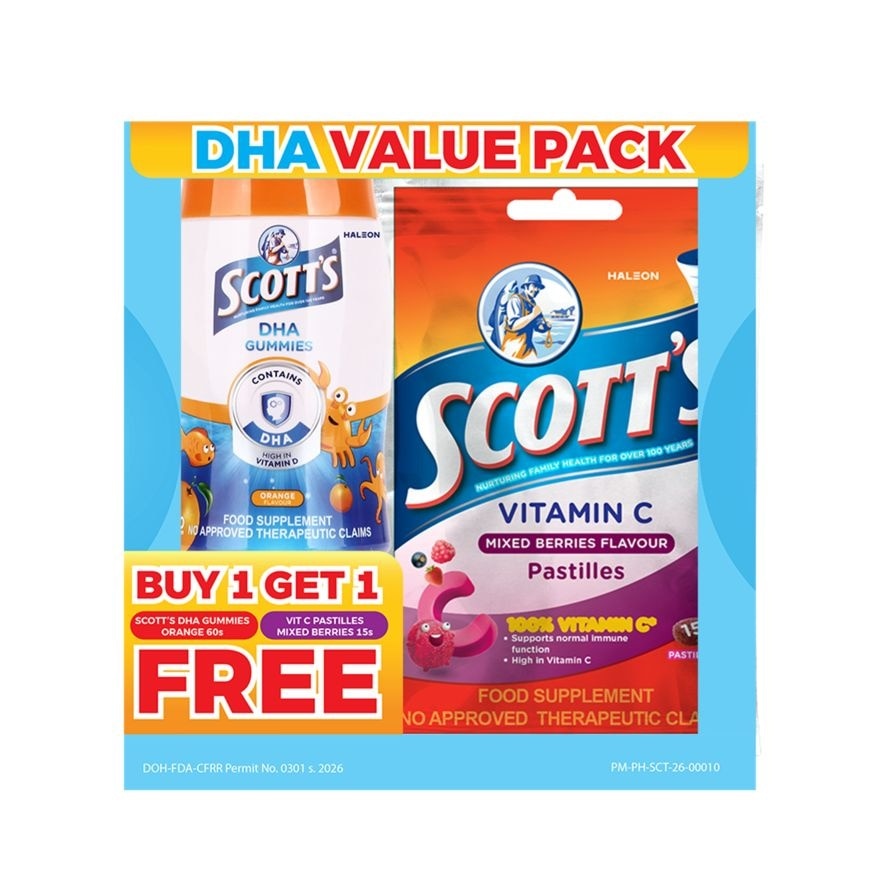 SCOTTS DHA Gummies Orange 60s Vitamin C Pastilles Mixed Berries 15s image