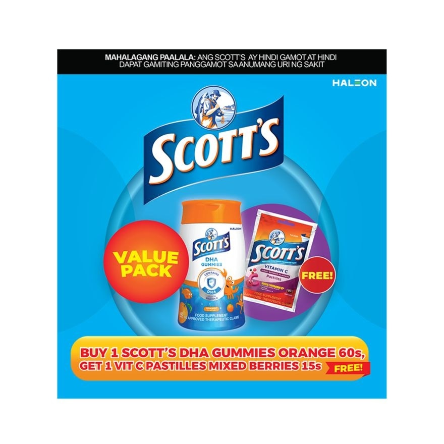 SCOTTS DHA Gummies Orange 60s Vitamin C Pastilles Mixed Berries 15s image
