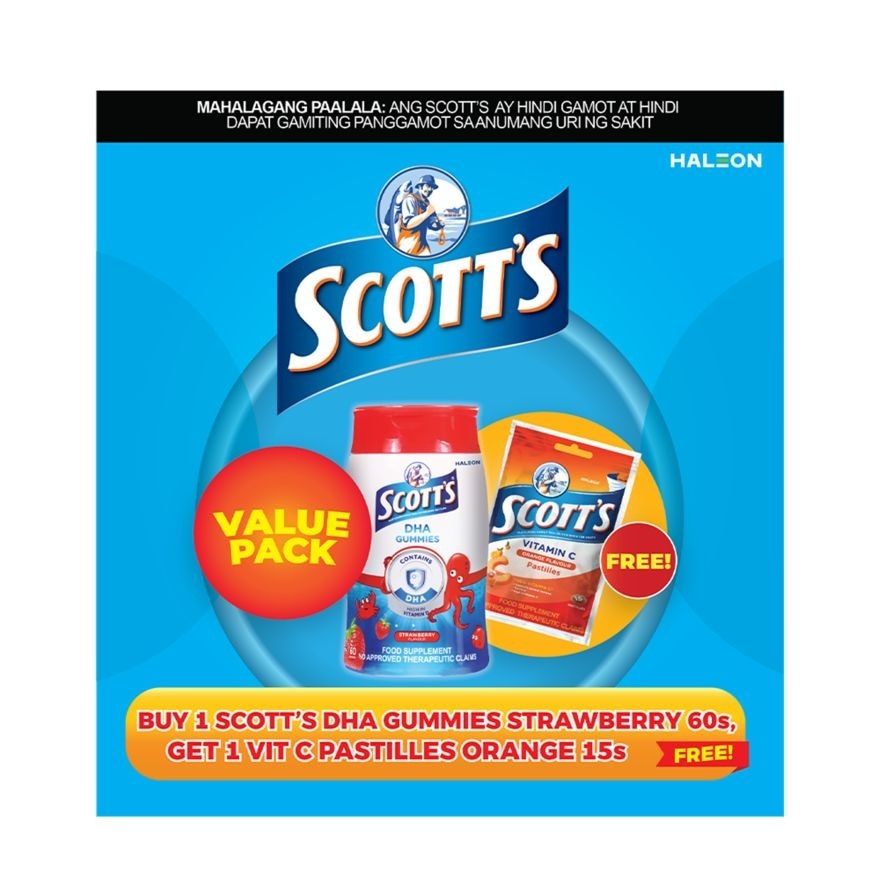 SCOTTS DHA Gummies Strawberry 60s Vitamin C Pastilles Orange 15s image