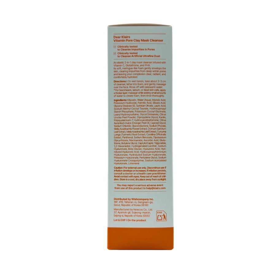 DEAR KLAIRS Vita C Vitamin Pore Clay Mask Cleanser 150ml image