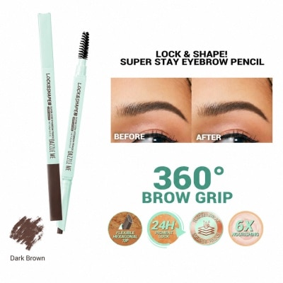 DAZZLE ME DAZZLE ME Lock and Shape Super Stay Eyebrow Pencil Dark Brown 1g image