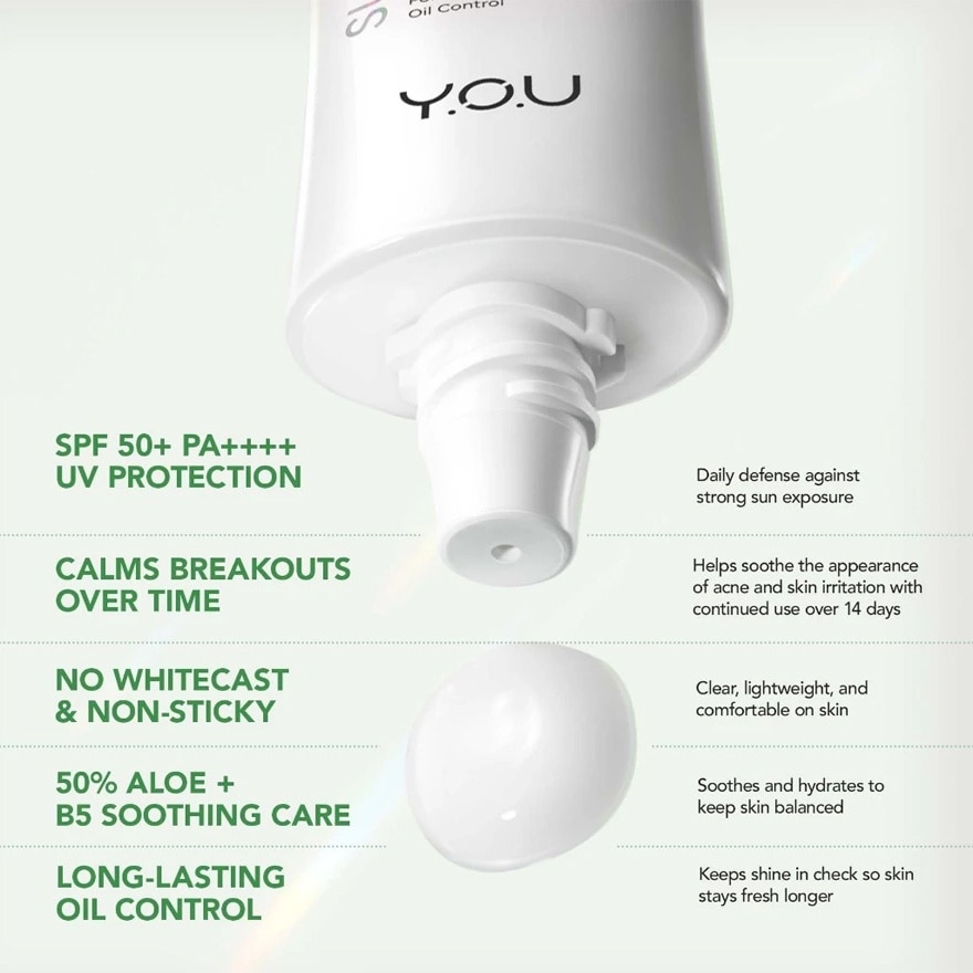 Y.O.U Sunbrella Aloe B5 Acne Shield Light Sunscreen SPF50+ PA++++ 40ml image