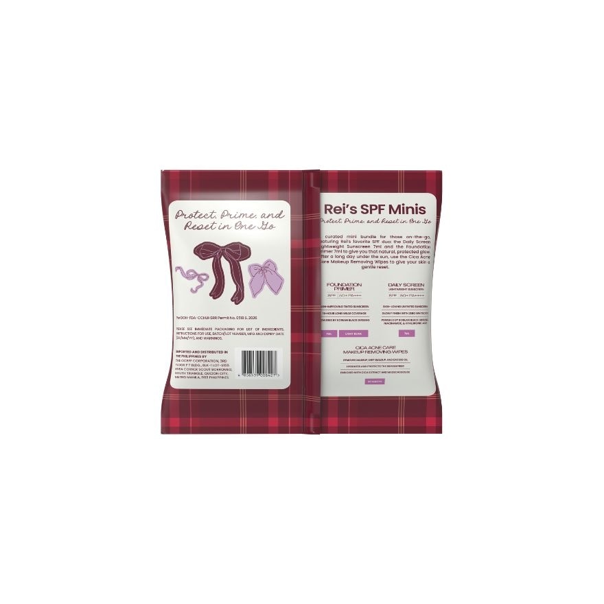 SOLA Reis SPF Minis Natural Beige Primer 7ml With Daily Screen 7ml And Cica Acne Care Wipes Bundle image