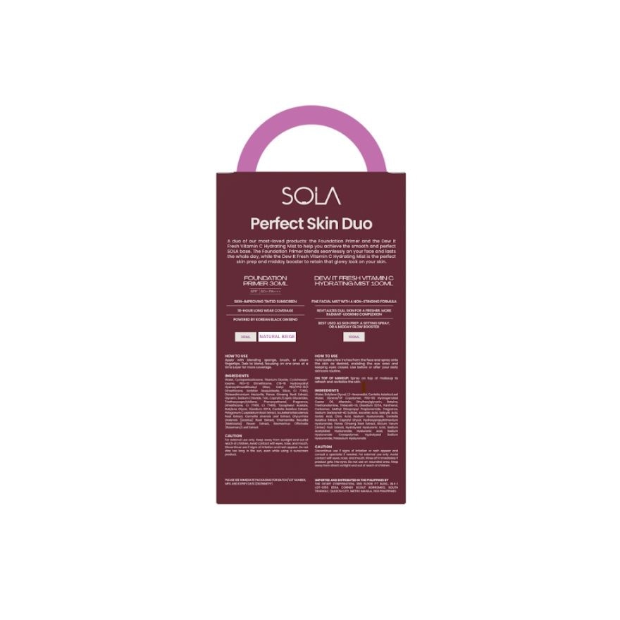 SOLA Perfect Skin Duo Natural Beige Primer 30ml With Dew It Fresh Mist Bundle image
