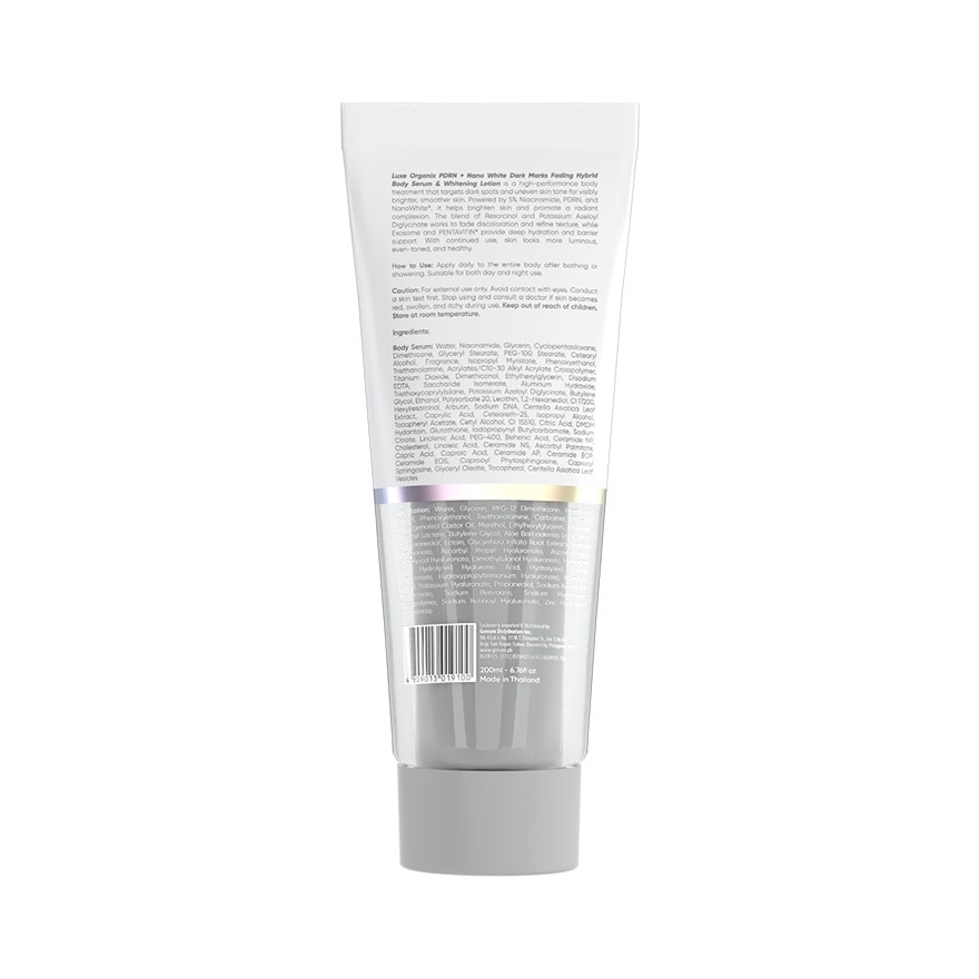 LUXE ORGANIX PDRN Plus Nano White Dark Marks Fading Hybrid Body Serum And Whitening Lotion 200ml image