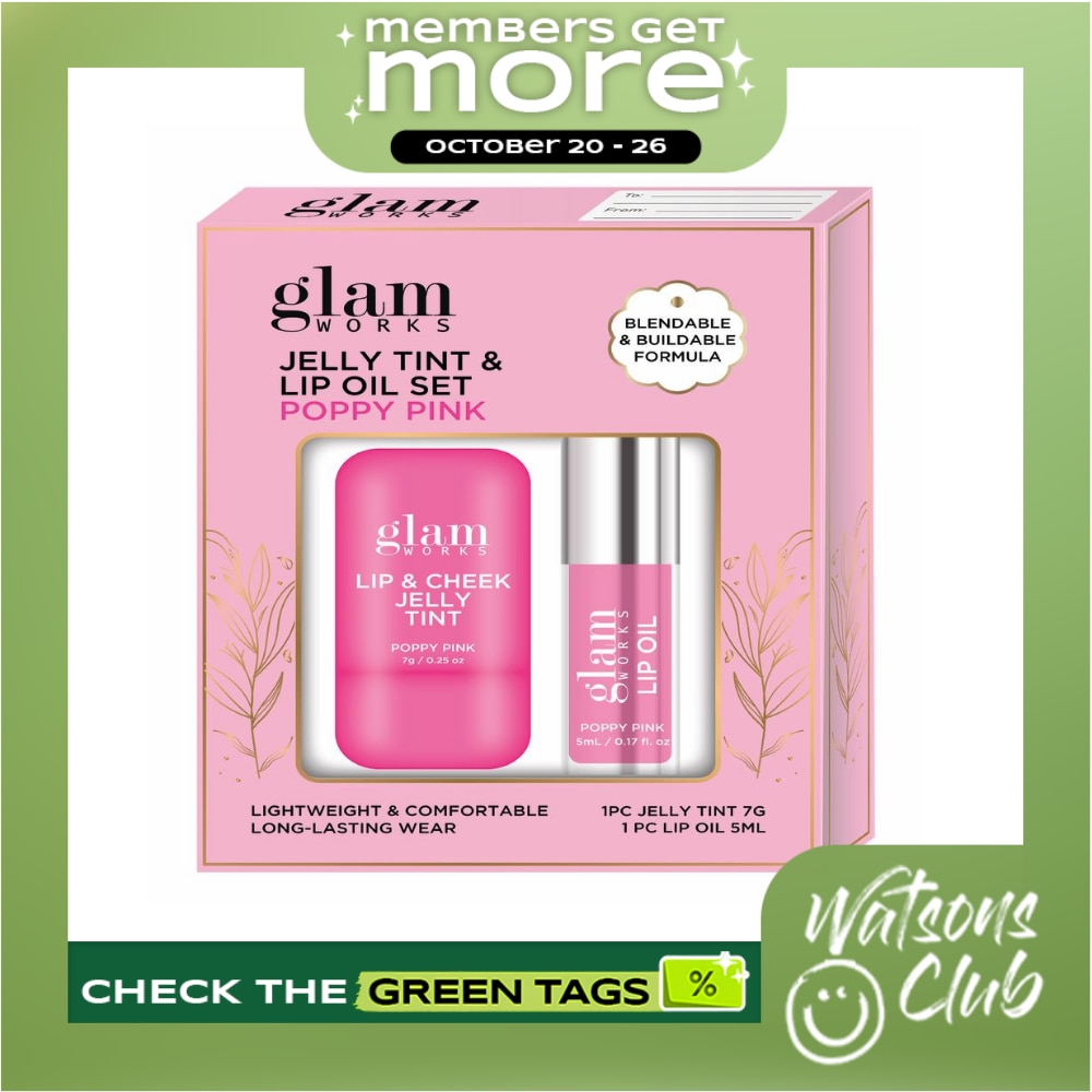 GLAMWORKS Jelly Tint And Lip Oil Duo Poppy Pink 7g Plus 5ml image