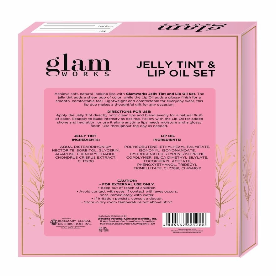GLAMWORKS Jelly Tint And Lip Oil Duo Poppy Pink 7g Plus 5ml image