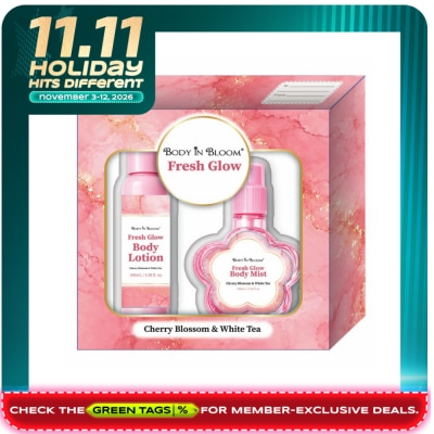 BODY IN BLOOM BODY IN BLOOM Fresh Glow Cherry Blossom And White Tea Body Lotion And Body Mist 100ml Gift Set image