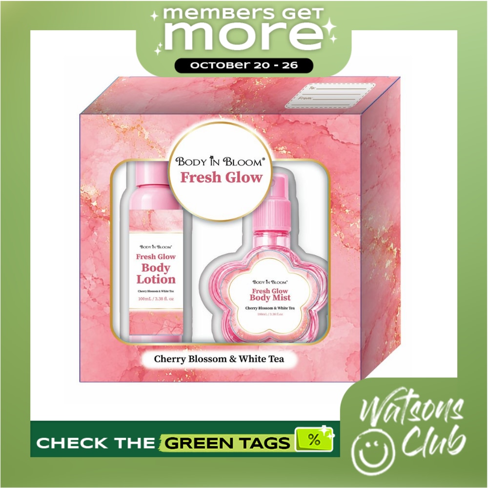 BODY IN BLOOM Fresh Glow Cherry Blossom And White Tea Body Lotion And Body Mist 100ml Gift Set image