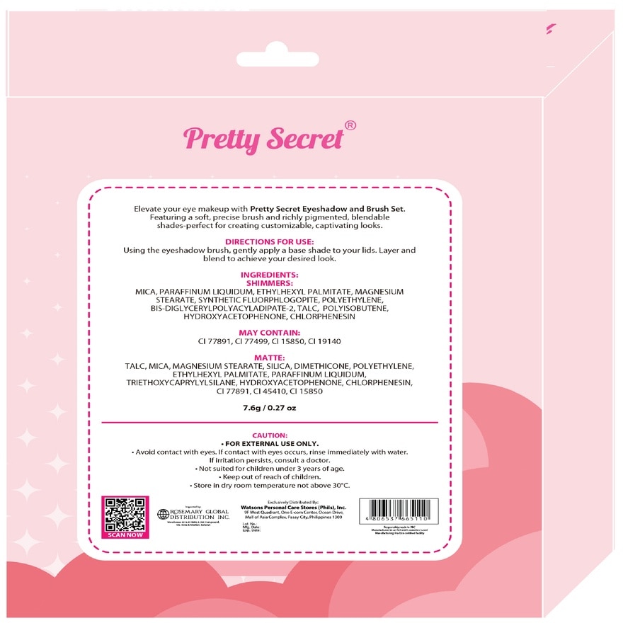 PRETTY SECRET Eyeshadow and Brush Set 7.6g and 1pc image