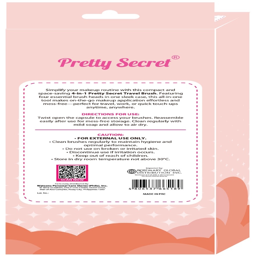 PRETTY SECRET Travel Makeup Brush Set 4pcs image