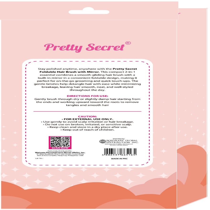 PRETTY SECRET Foldable Hair Brush with Mirror 1pc image