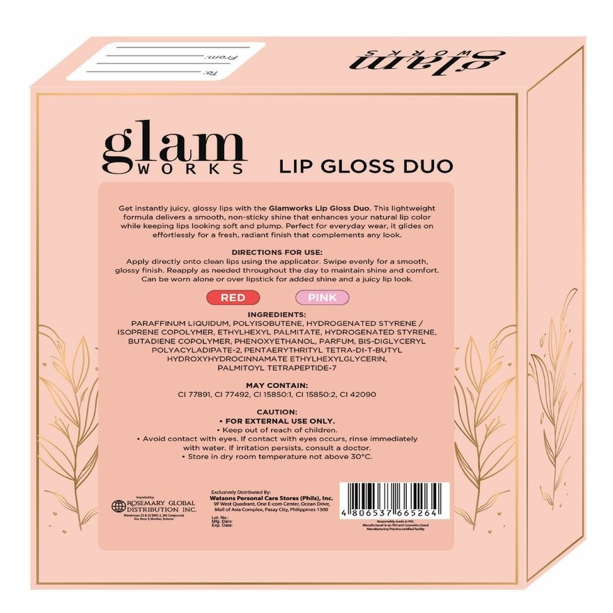 GLAMWORKS Red And Pink Lip Gloss Duo 10ml image