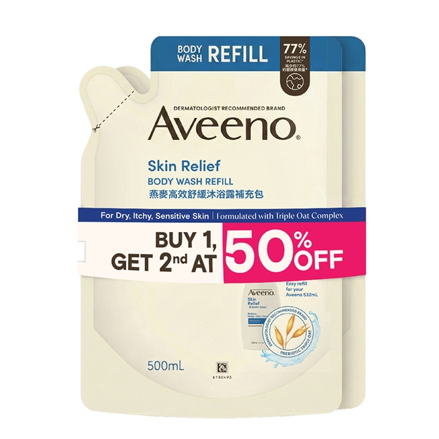 AVEENO Skin Relief Body Wash Refill 500ml Twin Pack image