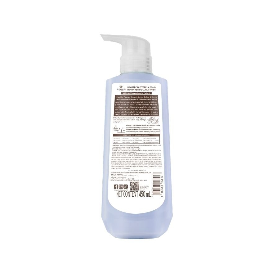 KHAOKHO Talaypu Organic Butterfly Pea and Henna Herbal Conditioner 450ml image