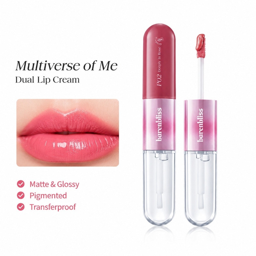 BARENBLISS Multiverse Of Me Dual Lip Cream P02 Deeply In Rose 2.5g Plus 3.5g image