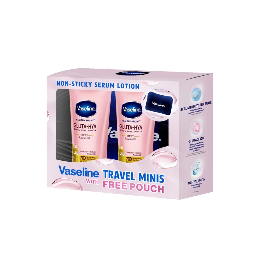 VASELINE Gluta Hya Dewy Radiance Serum Burst Lotion Bundle 70ml with Pouch image