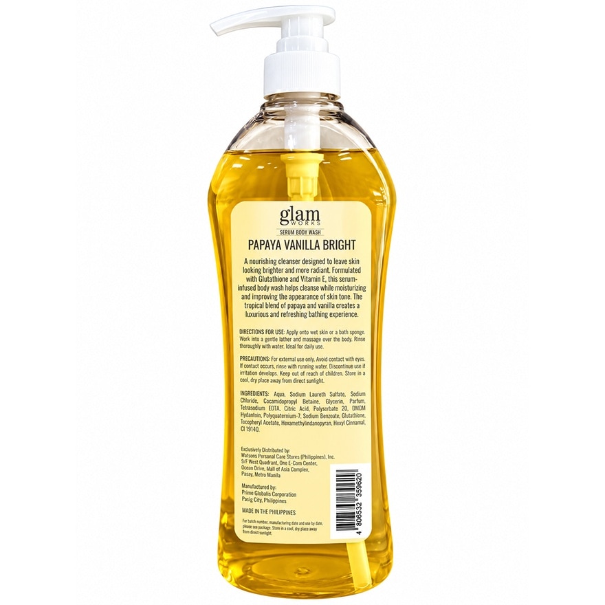 GLAM WORKS Serum Body Wash Papaya Vanilla Bright 1000ml x 2 Bundle image