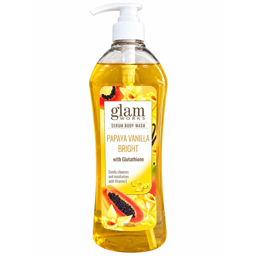 GLAM WORKS Serum Body Wash Papaya Vanilla Bright 1000ml x 2 Bundle image