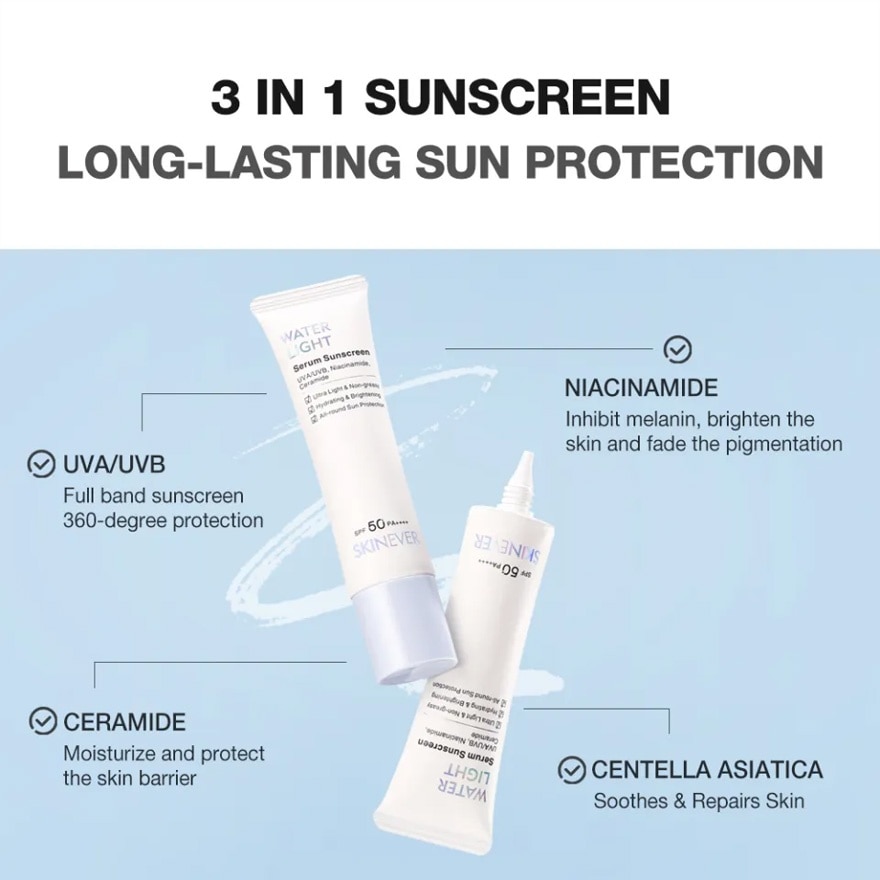 SKINEVER Water Light Serum Sunscreen SPF50+ PA++++ 30ml image