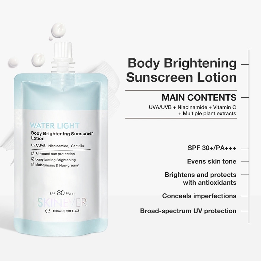 SKINEVER Water Light Body Brightening Sunscreen Lotion 100ml image