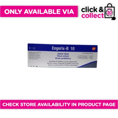 ENGERIX - ENGERIX B 20 Suspension For Injection Vaccine 20mcg x 1ml  [PRESCRIPTION REQUIRED] Available In Click & Collect Express Only