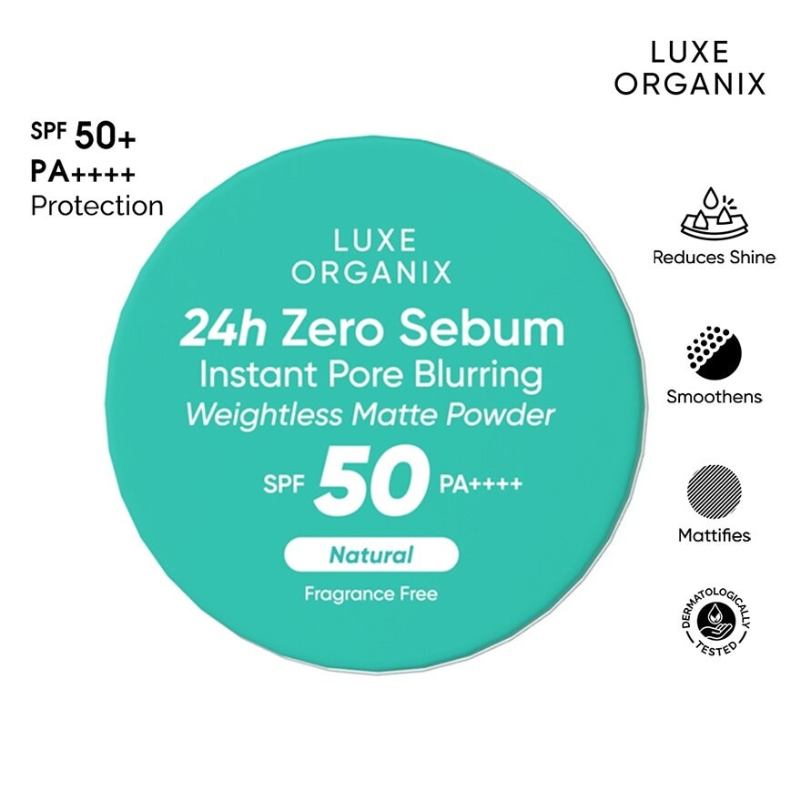 Luxe Organix 24H Zero Sebum Instant Pore Blurring Weightless Matte Powder Spf 50 Pa++++ Natural 15G