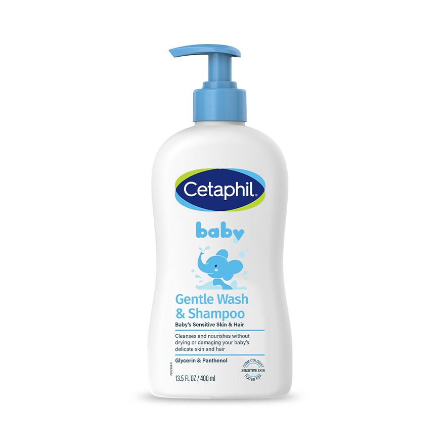 Cetaphil Baby Wash & Shampoo Pump 400ml [Head to Toe Gentle Cleansing Formula and Hypoallergenic]