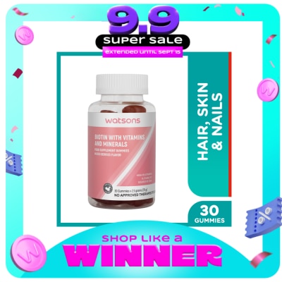 WATSONS GENERICS - WATSONS Biotin with Vitamins and Minerals Mix Berries 30s Gummies x 2.5g image