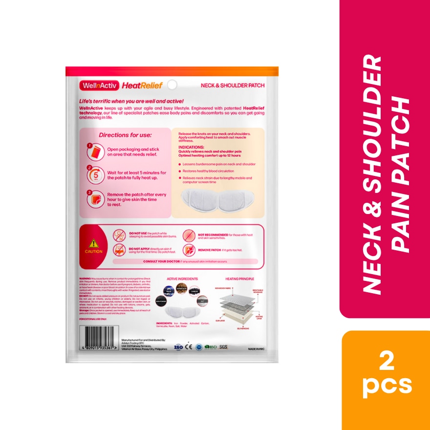 WellnActiv HeatRelief Neck and Shoulder Patch 2pc