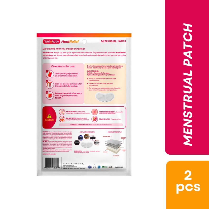 WellnActiv HeatRelief Menstrual Patch 2pc