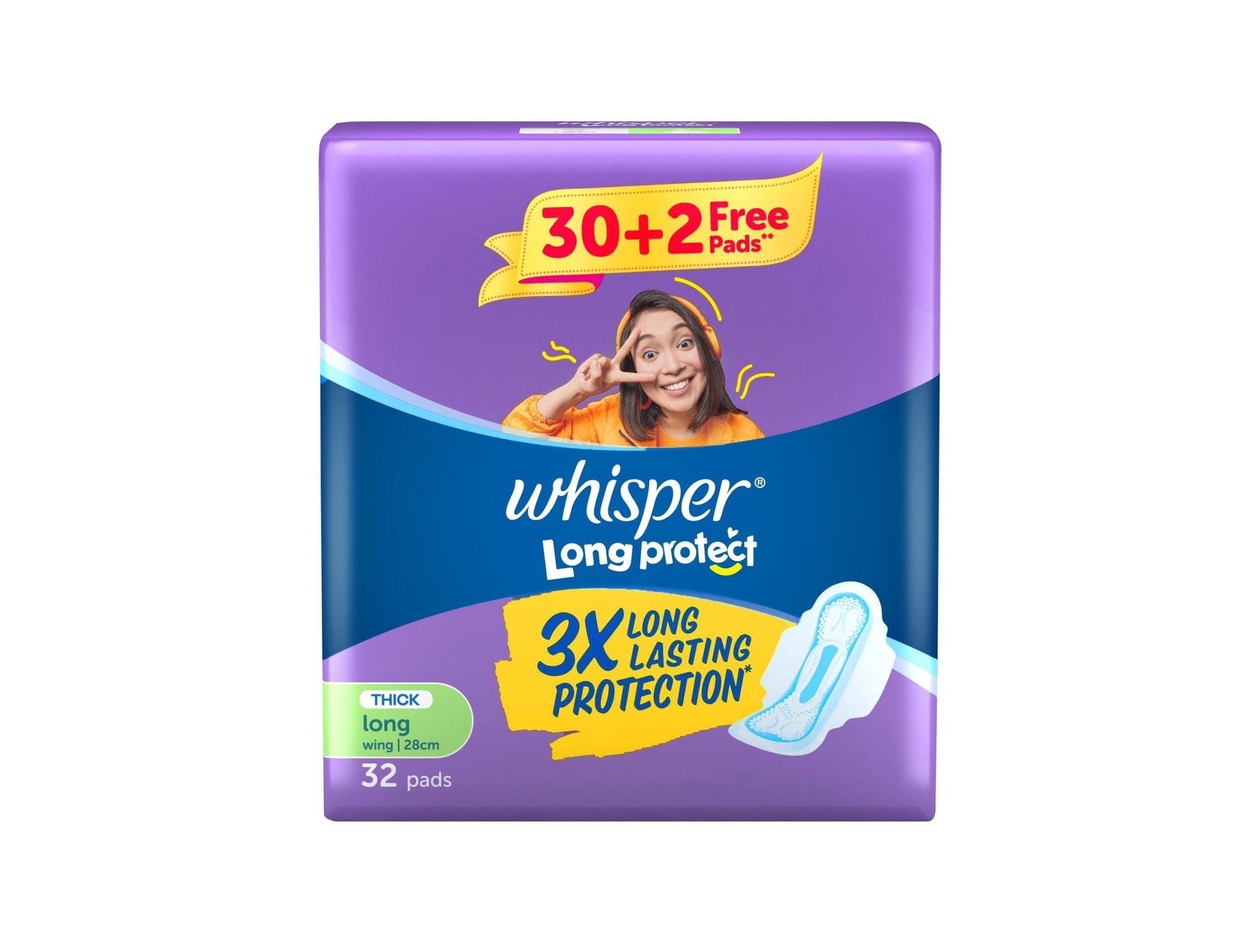 WHISPER Long Protect with Wings 32s