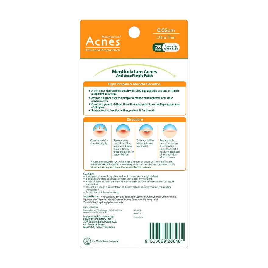 ACNES Mentholatum Anti-Acne Pimple Patch 26s