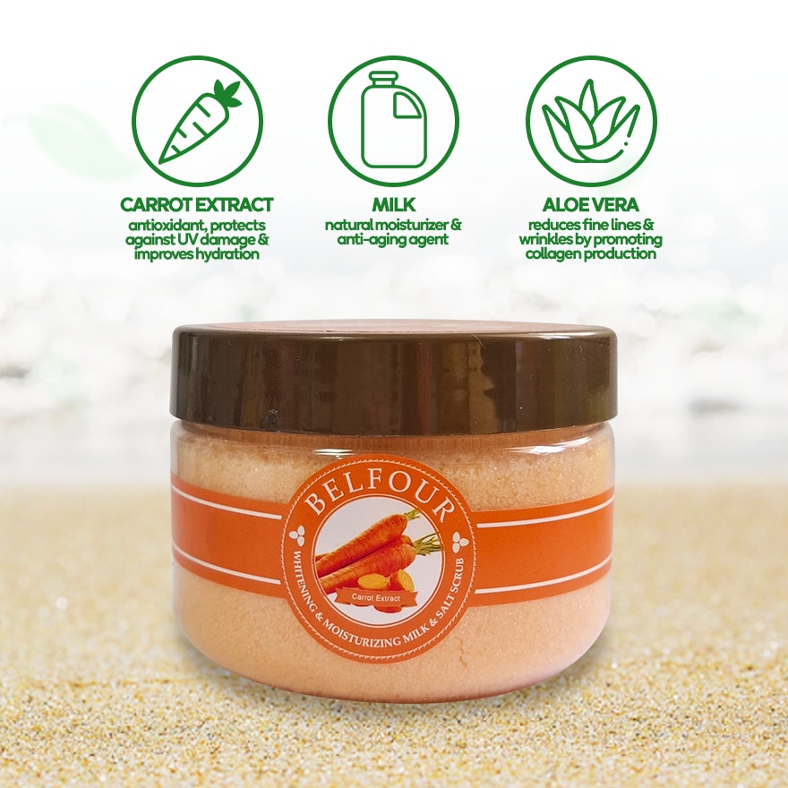BELFOUR Whitening Moisturizing Milk Salt Scrub with Carrot Extract 350g