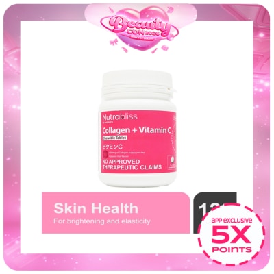 NUTRABLISS WS - NUTRABLISS Collagen + Vitamin C Passion Fruit Flavor Food Supplement 120 Chewable Tablets (Expiry: Aug. 2027)