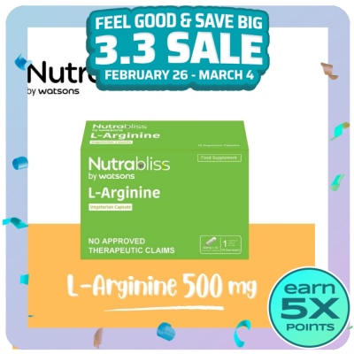 NUTRABLISS WS NUTRABLISS WS L-Arginine 500mg Vegetarian Capsule Sold Per Piece