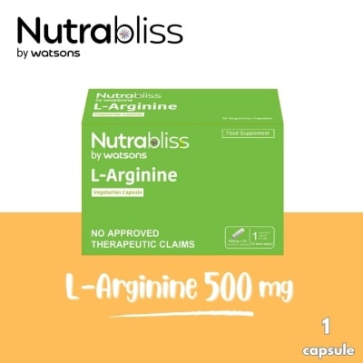 NUTRABLISS WS NUTRABLISS WS L-Arginine 500mg Vegetarian Capsule Sold Per Piece