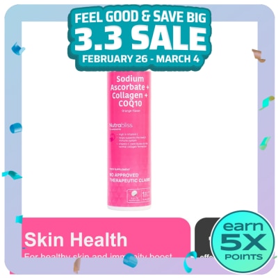 NUTRABLISS WS Sodium Ascorbate + Collagen +COQ10 x10 Effervescent Tablets