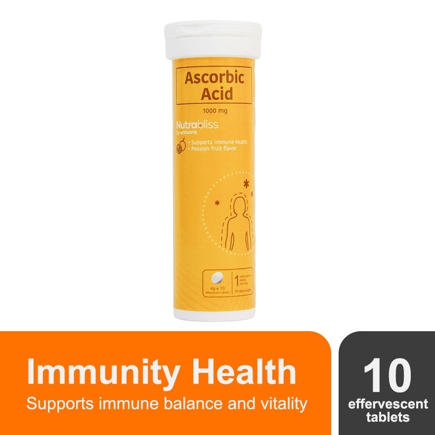 NUTRABLISS WS Ascorbic Acid 1000mg x 10 Effervescent Tablets (Expiry: June 10, 2026)