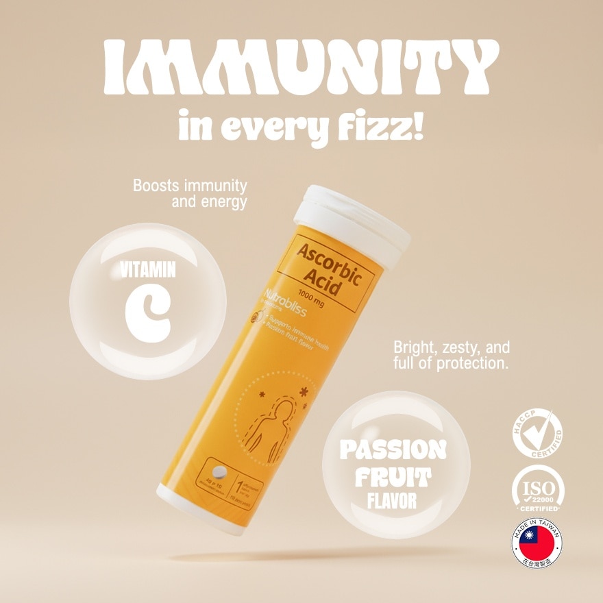 NUTRABLISS WS Ascorbic Acid 1000mg x 10 Effervescent Tablets (Expiry: June 10, 2026)