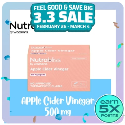 NUTRABLISS WS NUTRABLISS WS Apple Cider Vinegar 500mg Capsule Sold Per Piece (Expiry: January 31, 2028)