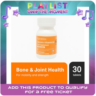 NUTRABLISS WS - NUTRABLISS Calcium + Vitamin D3 30 Chewable Tablets