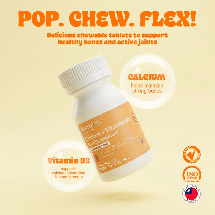 NUTRABLISS Calcium + Vitamin D3 30 Chewable Tablets