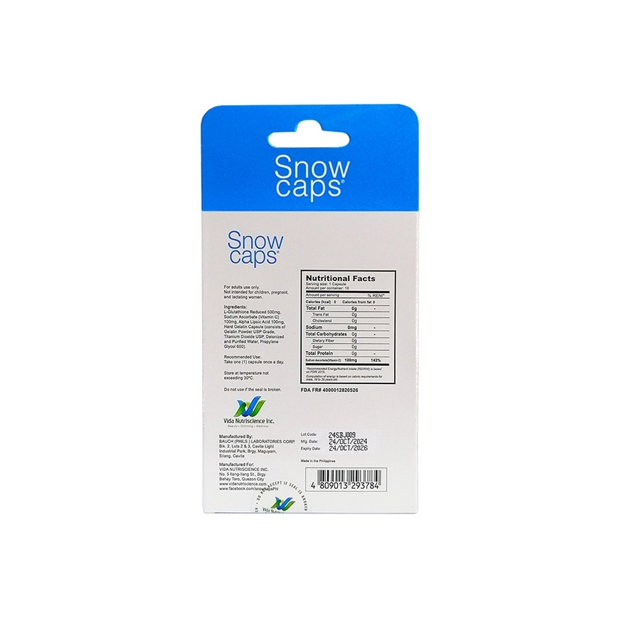 SNOW CAPS L-Glutathione 10s Capsules