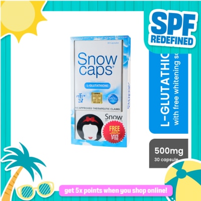 SNOW - SNOW CAPS Premium L-Glutathione 500mg with Free Snow Skin Whitening Soap